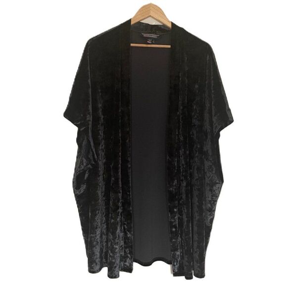 Victoria's Secret Intimates Sleepwear Black Velvet Open Kimono Cardigan (Size L) - Picture 3 of 9